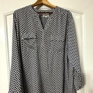 Women's Norm Thompson Blouse - Navy and white